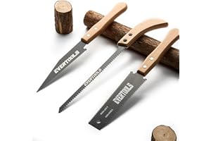 EVERTOOLS 3-Piece Japanese Pull Saw Set - 6" Double Edge & Flush Cut & 11" Pruning Saw | Razor Sharp SK5 Steel | for Woodworking, Carpentry, Garden Trimming