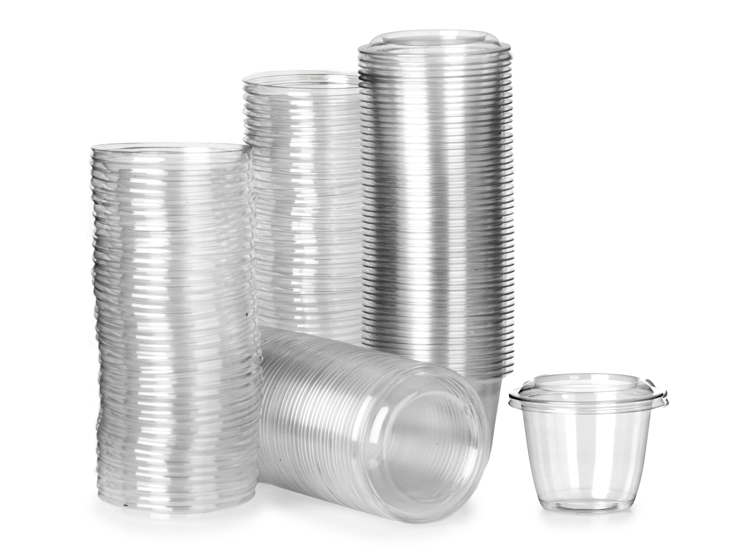 Signature Packaging - 100 Pack Small Plastic Takeaway Container with Lid - Perfect Sauce Pot - 4oz (7 Tablespoons)