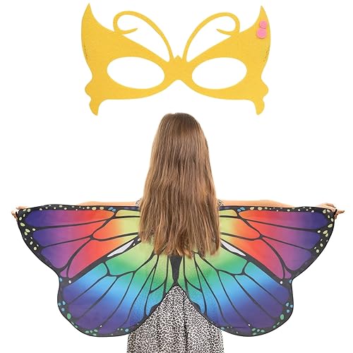 Kaket Kids Butterfly Wings Costume with Mask, Fancy Dress Up Butterfly Wings Cape Kids, Butterfly Fairy Wings for Girls Child (Style 7)