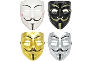 A9TEN DukeTea 4 Pack Hacker Mask for Kids, Anonymous Mask Halloween Costume Cosplay Masquerade Party