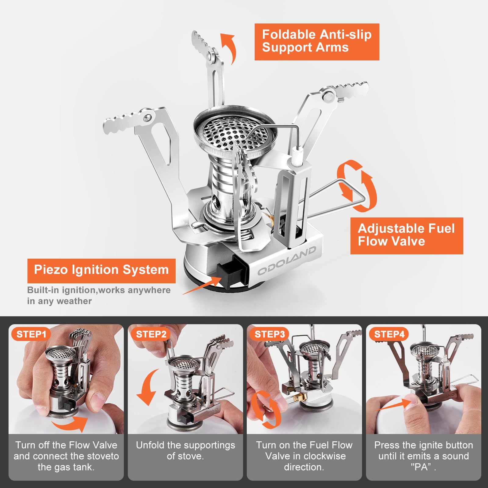 Odoland 10pcs Camping Geschirr Set mit klappbarem Campingkocher, keramisches Antihaft-Kochset mit Teller, Schüssel, Gabel, Messer, Löffel für Camping, Rucksacktourismus, Wandern und Picknicks 4