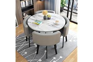 HM&DX Small Conference Room Negotiation Table Sets,marble Round Table and PU backrest Chair Sets5-Piece,Office Reception Round Table and lounge chair Set,Coffee Table and Chair Set,for Family Apartment