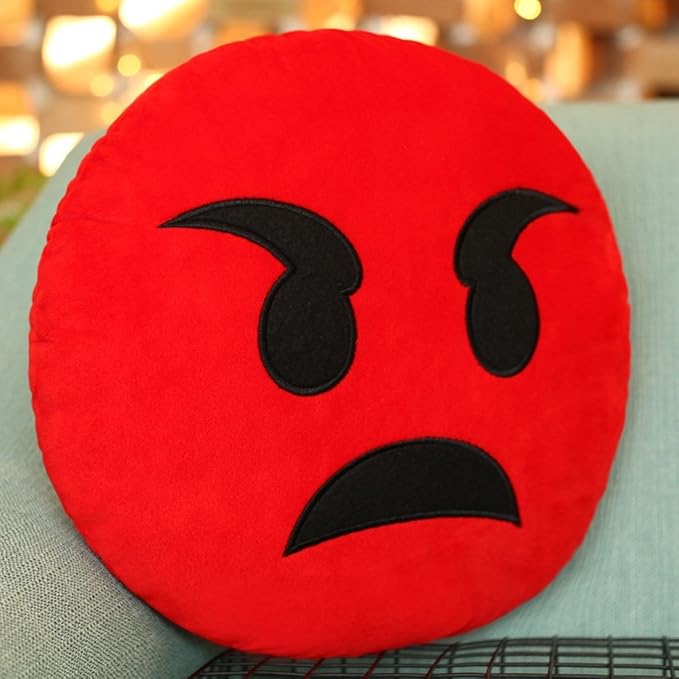 Emoji Kissen Wütend Gesicht Kissen, Purple-Salt® - Emoticon süß weich gefüllt bequem Plüsch Plüsch Smiley Kissen Kissen, 28cm