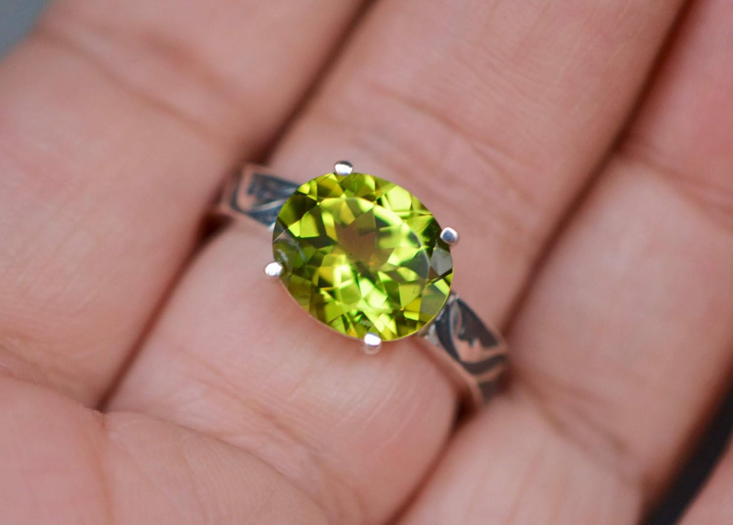 Amazon.com: Peridot Ring Sterling Silver, Size 8.5, August Birthstone