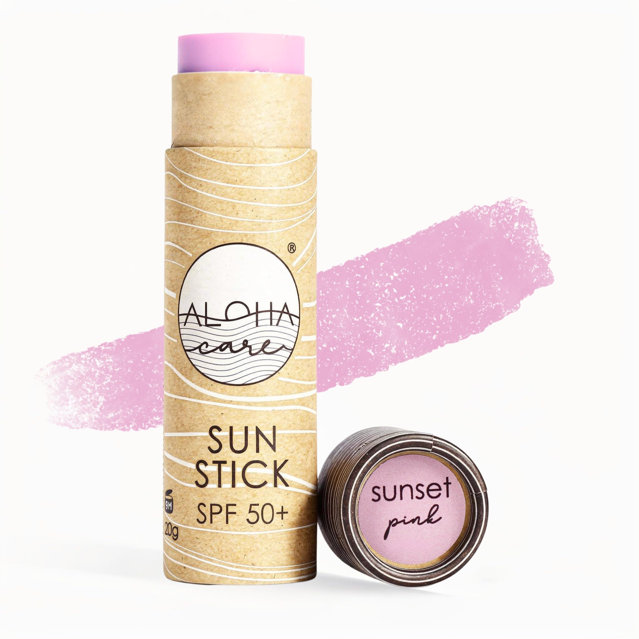 Aloha Care Sun Stick SPF 50+, Sun Cream Face Surf, Mineral Protection Children Without Plastic, Travel Sunscreen, Zinc Oxide Alternative, Water Resistant, Water Sports, 20 g (Pink) โ image 1