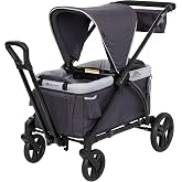 Baby Trend Expedition 2-In-1 Push/Pull Wagon with Canopy, Liberty Midnight | Choose Between Car Seat Adapter or Built-In Seating for 2 Children