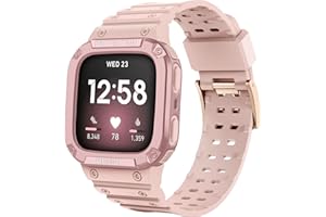 NAHAI Compatible with Fitbit Sense Bands with Case Bumper, TPU Sports Band with Protection Shockproof Case for Fitbit Versa 3/2/1/Lite, Men Women