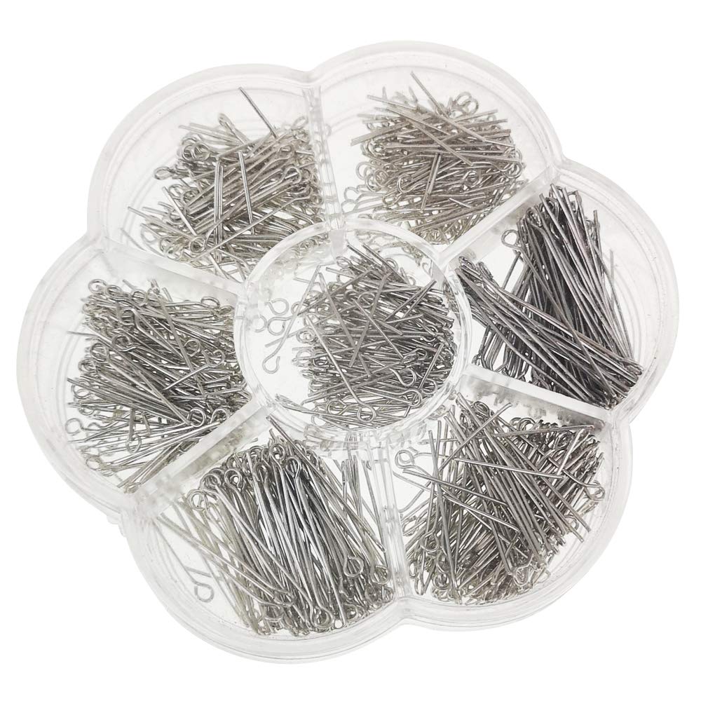 Chenkou Craft 700pcs Assorted Of 7 Sizes Mix Eye Pins for Jewelry Making (Anti-silver, Mix)