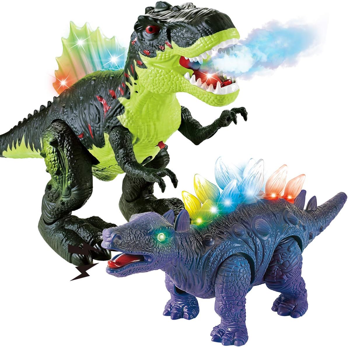 Amazon Remoking 恐竜おもちゃ 恐竜フィギュア おもちゃ 女の子 男の子 知育玩具 ロボット子供玩具 電動玩具 自動 歩行 発声 発光 Ledライト スプレー 口開閉 動物モデル 両足自立 大迫力 パーティー お誕生日プレゼント 保育園教具 ロボット 子ども向けフィギュア