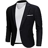 MrSure Men’s Linen Blazer, Lightweight Casual Sport Coats, Solid Slim Fit Suit Jacket for Daily