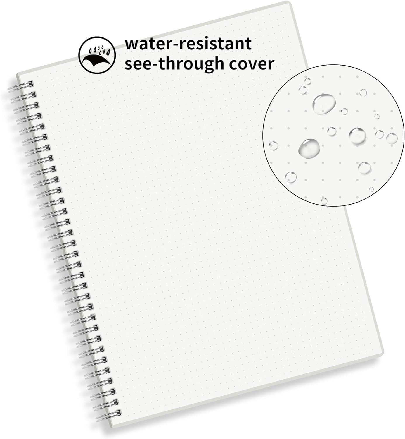 HULYTRAAT Large Dot Grid Spiral Notebook, 8.5" x 11", Premium 100 gsm Ivory White Paper, Sturdy See-Through Cover, 128 Dotted Pages per Book (2 Pack) for Home, School, Office, Artist Writing/Drawing : Office Products