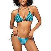 SHEKINI Towelling Fabric Triangle Bikini Sets for Women Cheeky Low Waist Two Piece Swimsuit Halter Women Bathing Suit