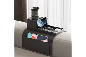 Silicone Couch Cup Holder, VIENFUT Anti-Spill Anti-Slip Sofa Armrest Tray BPA-Free, Dirt-Resistant Silicone Couch Arm Tray for Remote, Snacks, Cellphone and iPad, Gift for Family, Friend (Black)