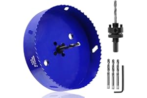 Seimneire 6 Inch Hole Saw with Heavy Duty Arbor, 1.2 Inch Cutting Depth HSS Bi-Metal Hole Drilling Cutter for Smoothly Cutting in Wood Cornhole Boards Plastic Drywall & Thin Metal