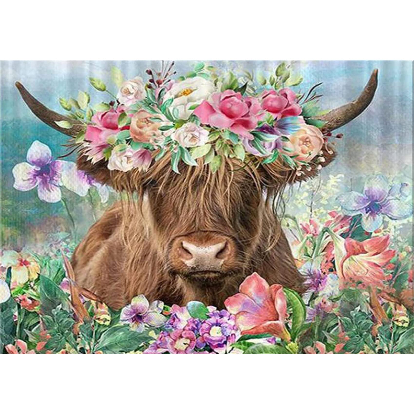 PHANTASYART Highland Cow Diamond Art,Diamond Painting Highland Cow,Diamond Art Kits Adults,Gem Art Adults for Gift and Home Wall Decor 40x30cm