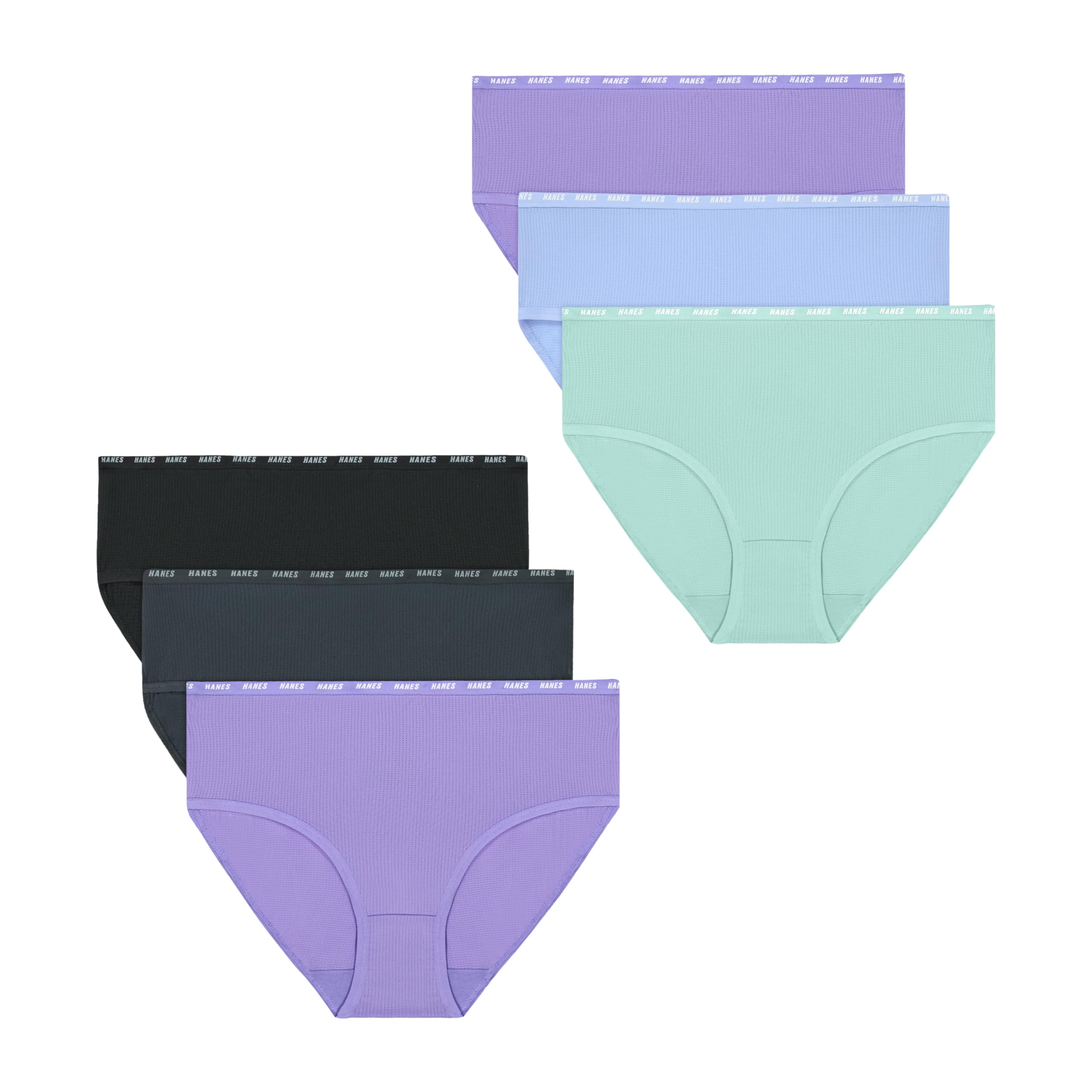 Photo 1 of Hanes Girls' Big Moves Breathable Stretch Tween Underwear, Purple/Blue/Mint/Black/Grey