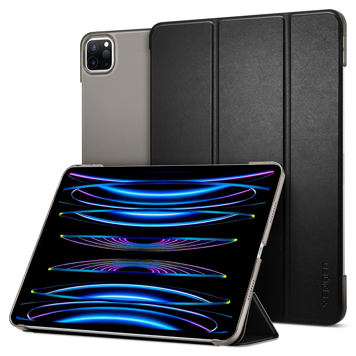 Spigen Smart Fold Compatible with iPad Pro 11 Inch 3rd Generation Case Cover with Pencil Holder/Auto Sleep/Wake Function/TriFold Stand(2021) - Black