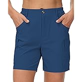 Cakulo Womens 6" Hiking Cargo Bermuda Shorts Quick Dry Golf Walking Work Summer Lightweight Shorts Pockets