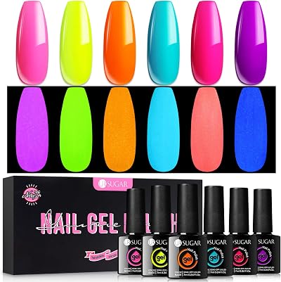 UR SUGAR Glow in the Dark Gel Nail Polish Set 6 Neon Colours