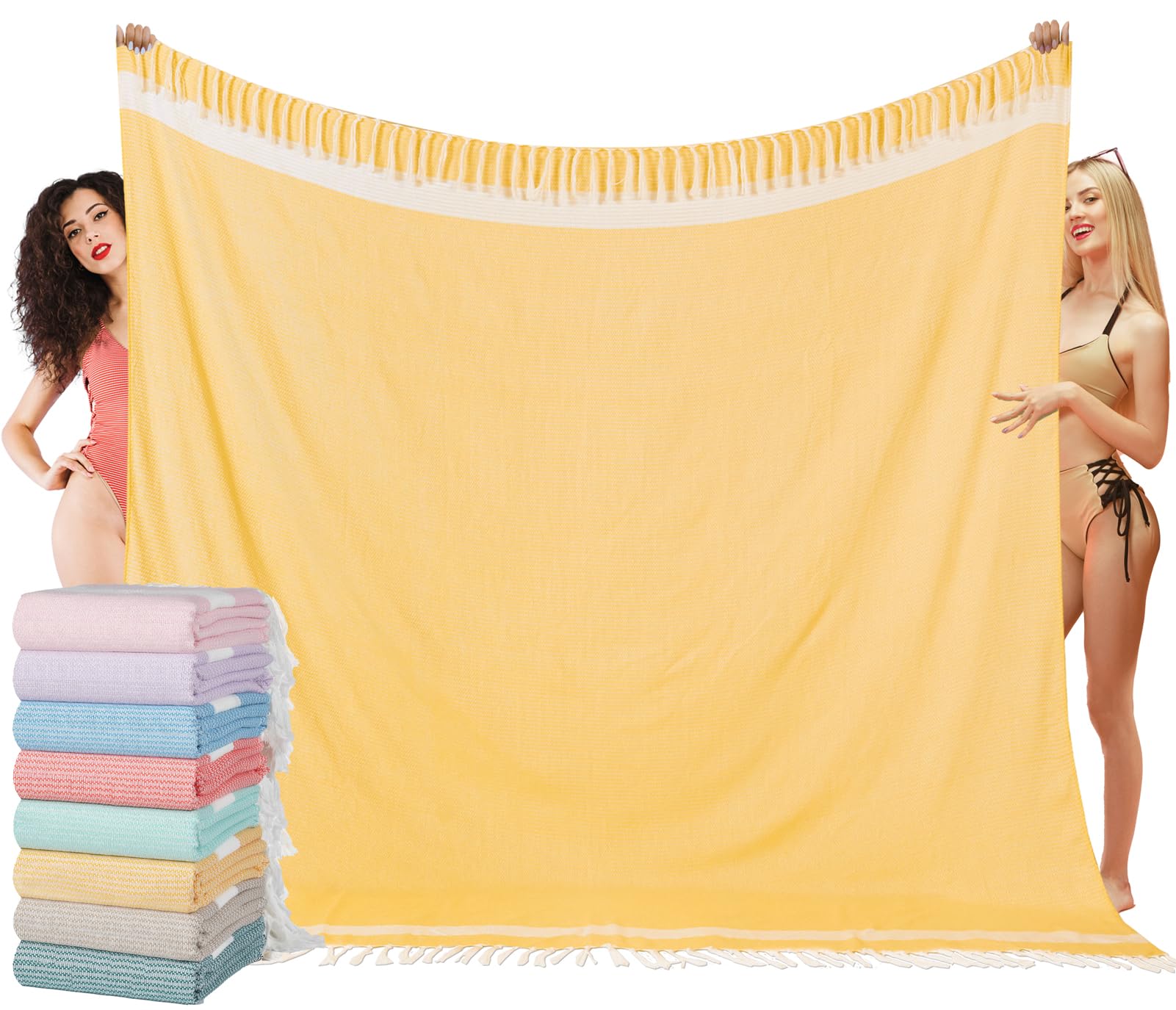 Photo 1 of Vikumond Oversized Turkish Beach Towel Blanket XXL Cotton Sandproof Towels Boho Woven Extra Large Big Sand Free Giant Throw Blankets Huge Quilt XL Picnic Camping Necessities Cloud for Adult Gifts
