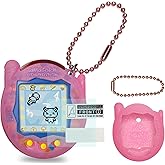 JCHPINE Silicone Cover Case for Tamagotchi Connection Virtual Reality Pet | Screen Protector for Tamagotchi Connection Electronic Pet Accessories, Silicone Case and Ball Ring (Pink)