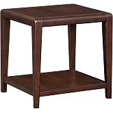 24" Walnut‑Textured Versatile Accent Table, Side Table with Open Storage Shelf, Modern End Table with Smooth Edges for Home Interior Decoration, Walnut