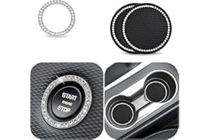 Car Cup Coaster, Push Start Button Bling, Interior Accessories 2.75 Inches Crystal Rhinestone Anti-Slip Vehicle Coaster for C