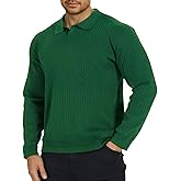 Epoleatries Mens Long Sleeve Knit Polo Shirt Lightweight Ribbed Polos Sweater Fall Winter Thermal Pullover Shirts with Collar