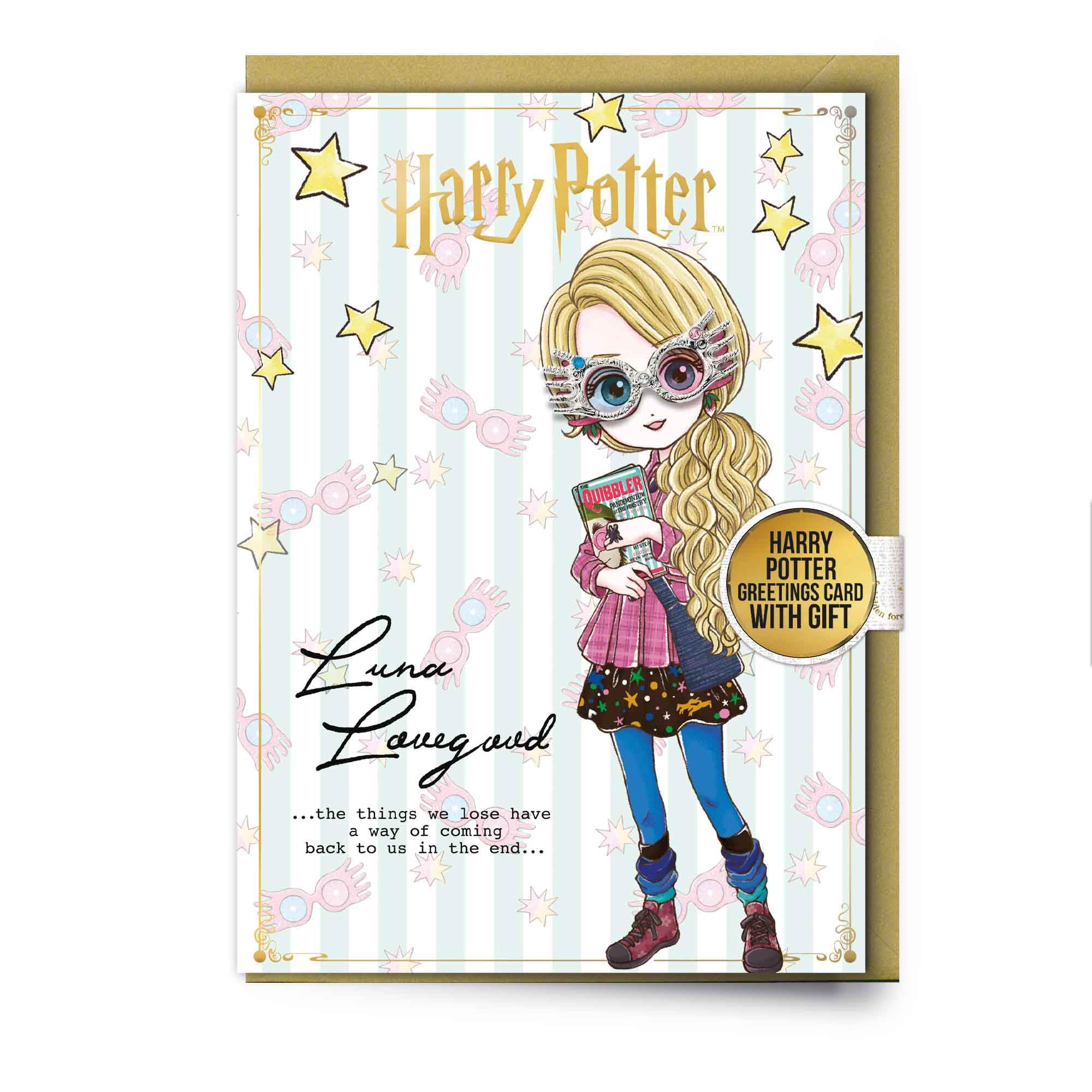 Luna Lovegood Character Greetings Card with Pinbadge