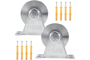 AuInn Groove Wheel Pulley Stainless Steel Pulley Block Single Pulley Block Swivel Lifting Rope Pulley Block with Mounting Screws and Expansion Pipes(48MM, 2 Packs)