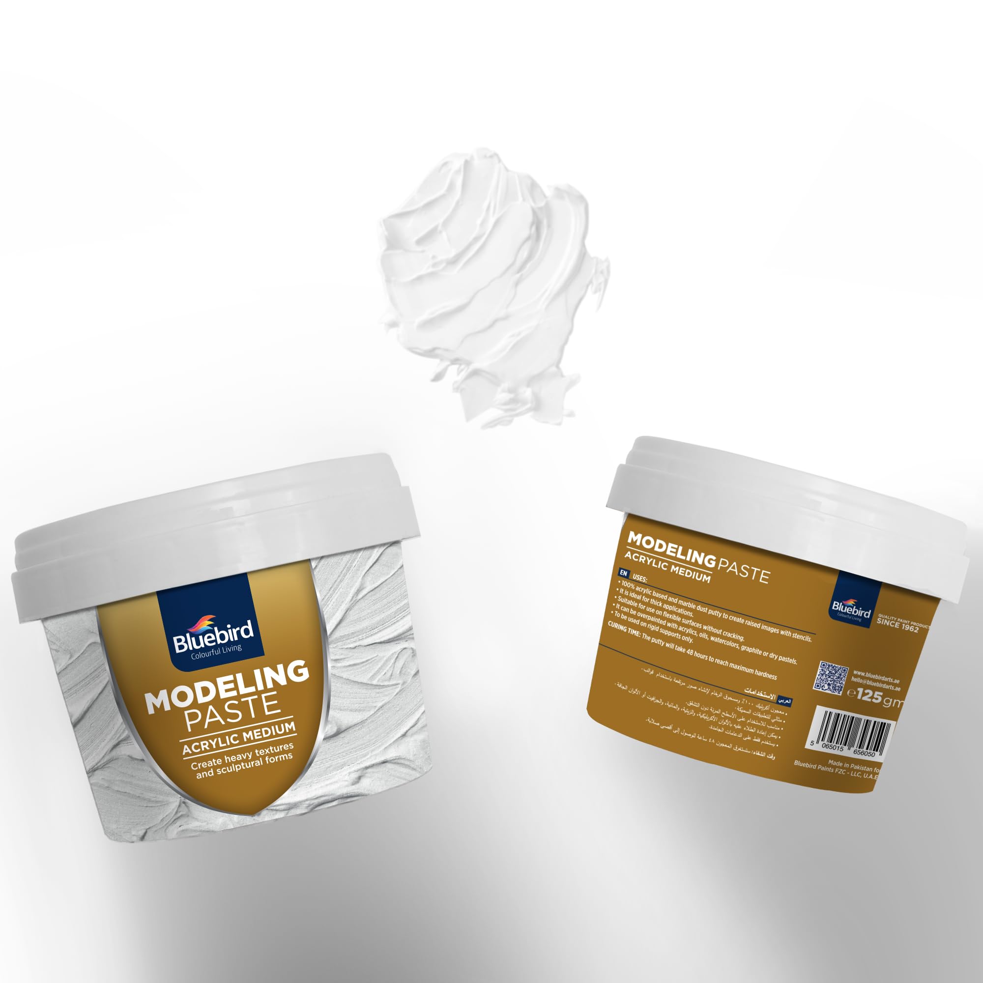 Bluebird Professional Thick Modeling Paste 5.3 Oz / 150GM - High Density, Acrylic Medium - for Texture and Thickness, Dimension Additive (White, 5,3 Oz / 150GM)