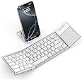 SODI Foldable Keyboard with Touchpad, Portable Wireless Keyboard for Mac with Stand Holder and PU Leather Cover, Rechargeable Pocket Folding Key Board for iPad, iPhone, Mac iOS Tablets & Laptop