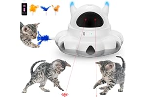 Cosicosy 2-in-1 Interactive Cat Toys for Indoor Cats, Automatic Cat Toy with 7 Holes Mice Whack A Mole Moving Feather, Smart Cat Toy (White)
