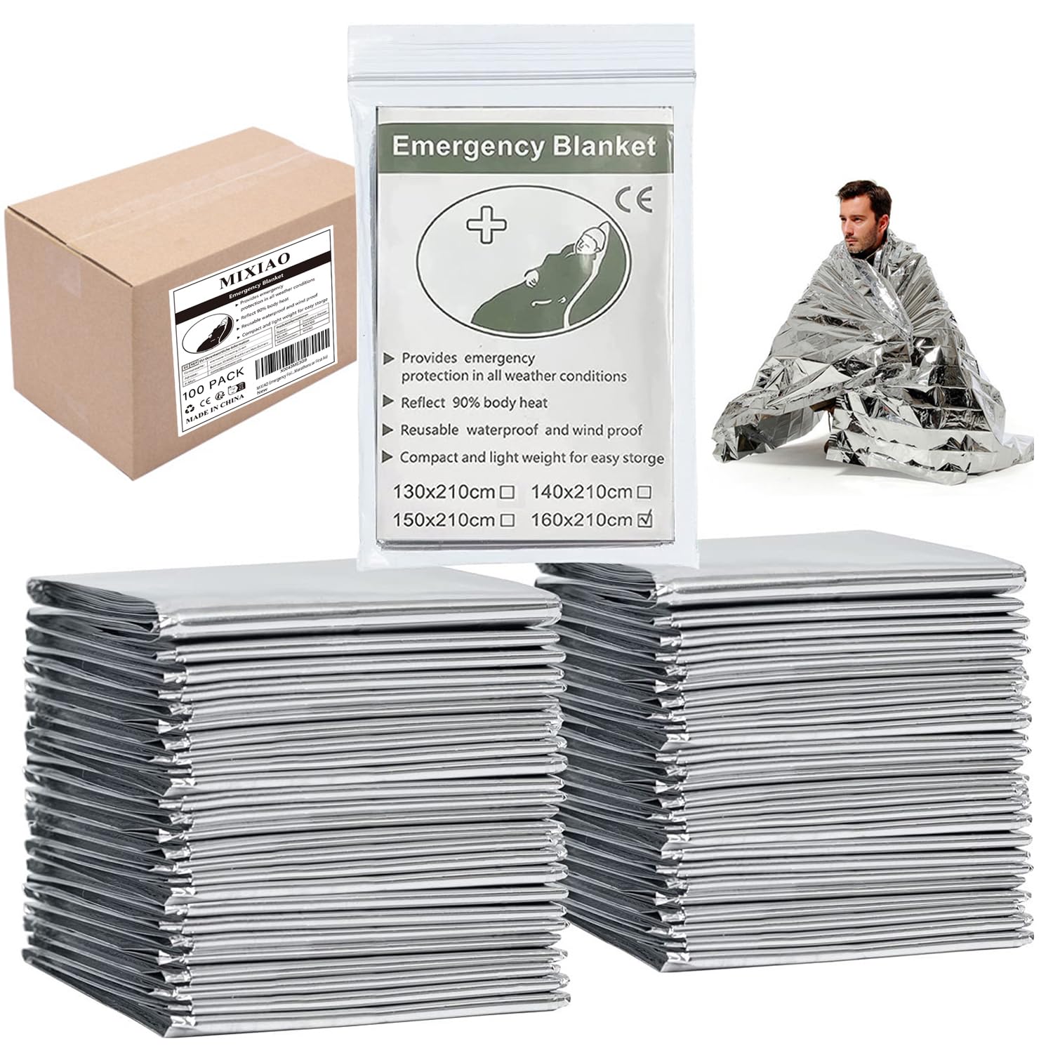 MIXIAO Emergency Foil Thermal Blanket