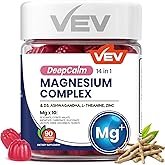 VEV Deep Calm Magnesium Complex14-in-1 Gummies – with Ashwagandha, L-Theanine, Vitamin D3 & Zinc – Magnesium Complex for Women and Men – No Added Sugar Vegan Magnesium Glycinate – 90 Gummies