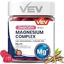 VEV Magnesium Complex DeepCalm 14-in-1 Gummies &ndash; with Ashwagandha, L-Theanine, Vitamin D3 &amp; Zinc &ndash; Magnesium Complex for Wome
