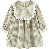 Mud Kingdom Girls Drees Peter Pan Collar Ruffle Lace Collared Long Sleeve Dress 2-8 Years