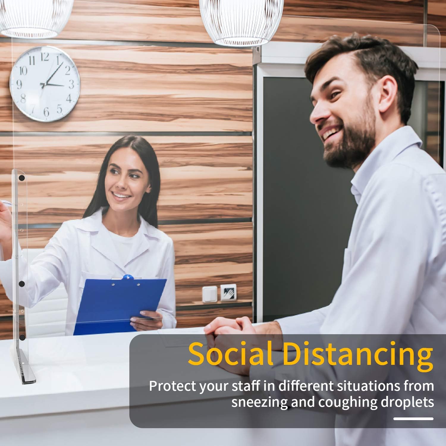 Euway Sneeze Guards for Desk countertops,[Anti-explosion] Plexiglass Shields Barrier for [Counter] [Countertops] [Desk],Safe Barrier Shield for Table,Clear 32"W x 24"H: Home Improvement