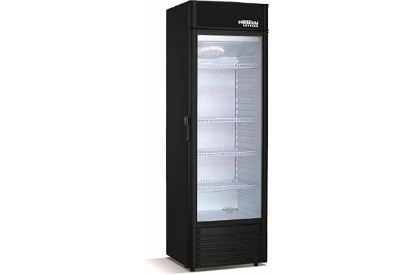 PremiumLevella PRF907DX Glass Door Display Refrigerator 9.0 cu ft Commercial Beverage Cooler Merchandiser With Customizable Lightbox - Black