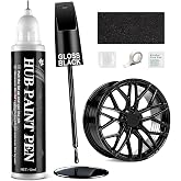 Amiss Gloss Black Rim Repair Kit, Wheel Paint and Rim Paint Touch Up Pen for Curb Rash, Universal Alloy Wheel Scratch Repair for Scratches and Scuffs, Car Accessories (Gloss Black)
