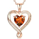 Zifeel Birthday Gifts for Women Wife Infinity Heart Birthstone I Love You Necklace for Women S925 Sterling Silver Anniversary Wedding Gifts for Christmas Valentines Mothers Day Women's jewelry Diamond Pendant Necklaces Gift for Her Mom Daughter Grandma