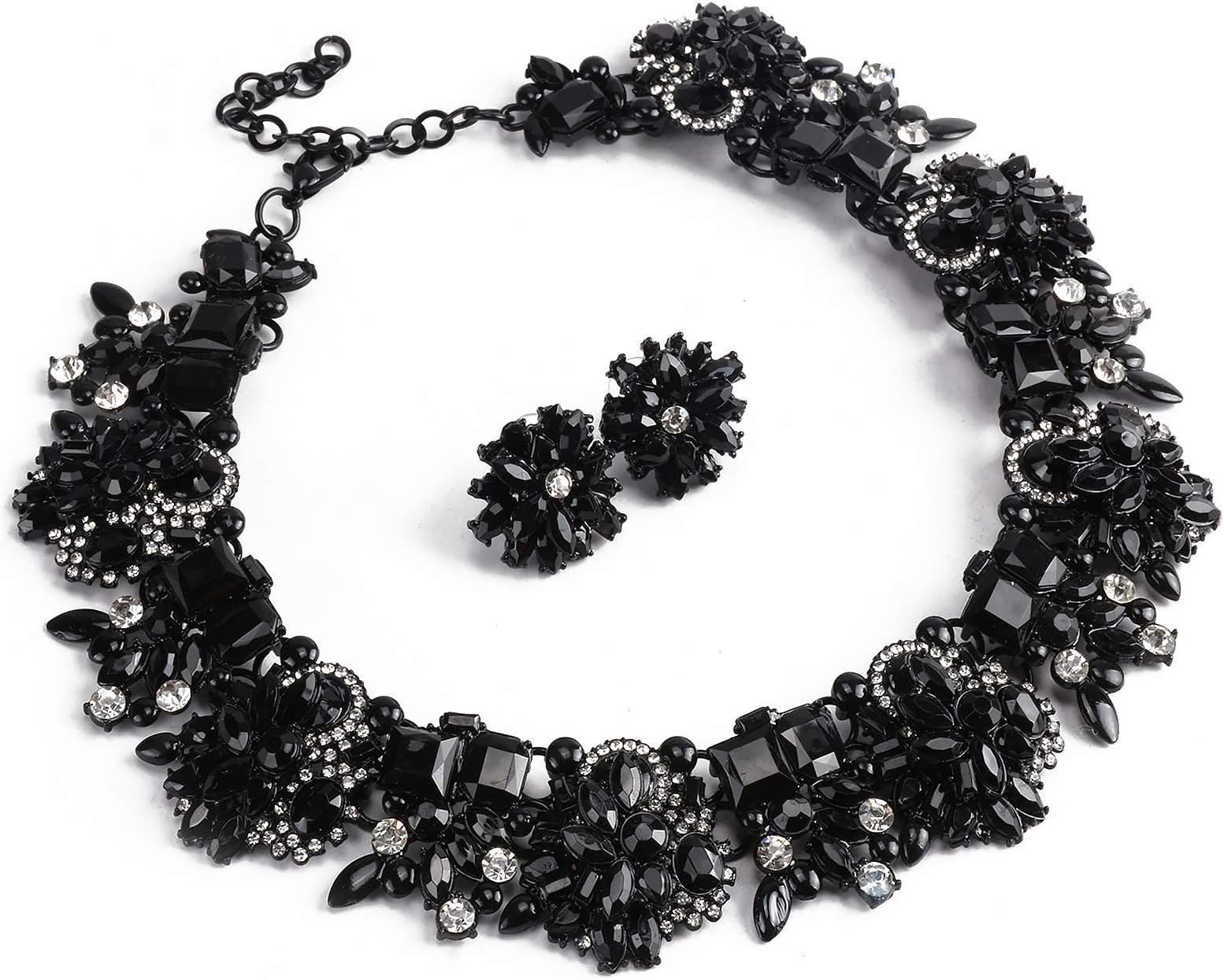 Statement Necklace Earrings Set with Rhinestone for Women,Costume Prom Party, Big Chunky Jewelry Sets by Holylove