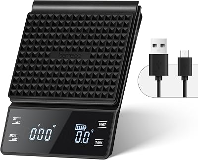 Bemece Digital Coffee Scale with Timer 0.1g-3000g Large LED Display USB-C