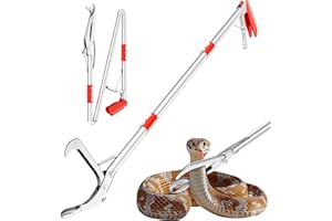 Likorlove 50" Collapsible Snake Grabber Tongs, Stainless Steel Snake Catcher Tool with Wide Jaws & Non-Slip Handle – Humane Reptile Handling Tool for Home, Yard & Outdoor Safety