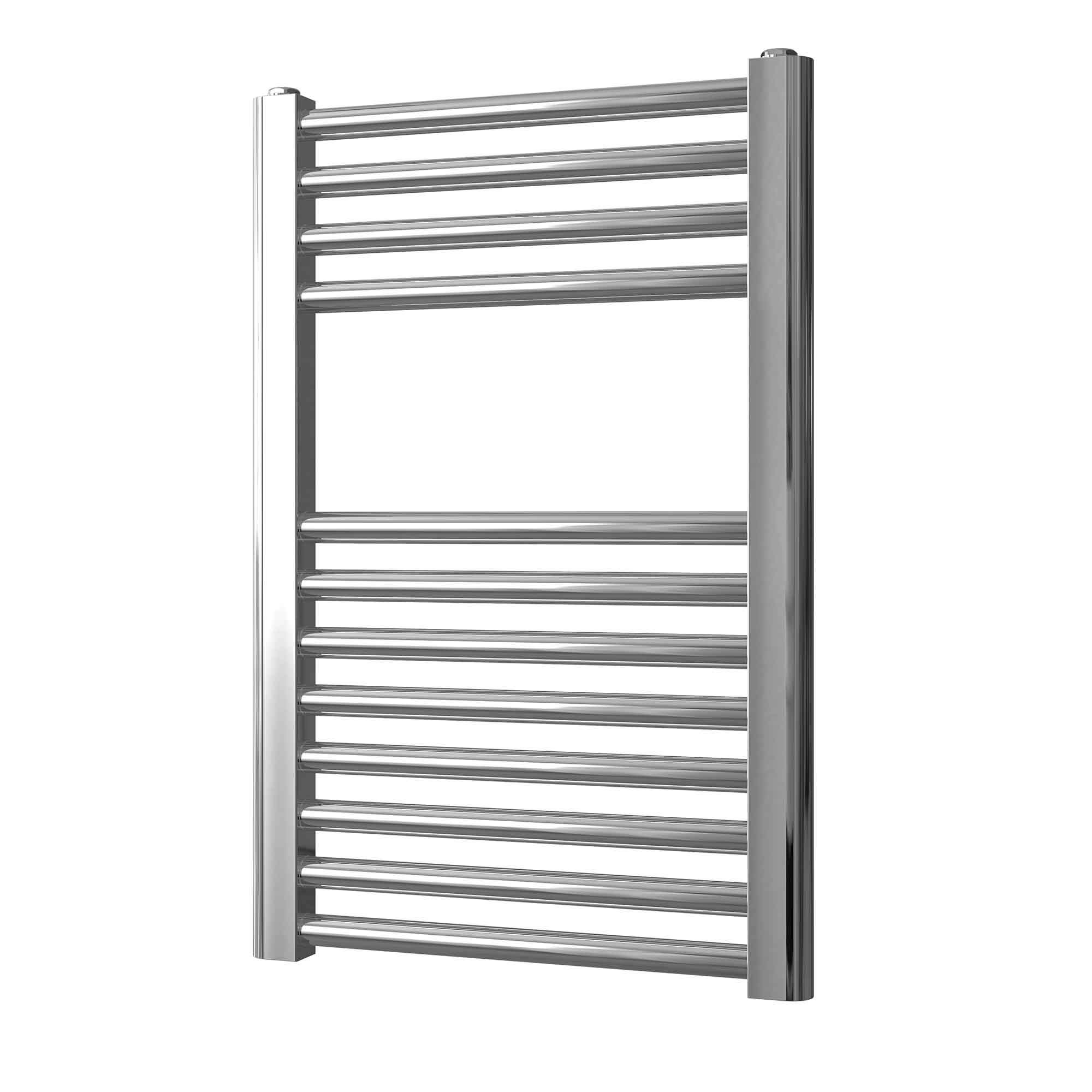 Greened House Chrome Straight Heated Towel Rail 400mm Wide x 600mm high Flat Central Heating Towel Radiator