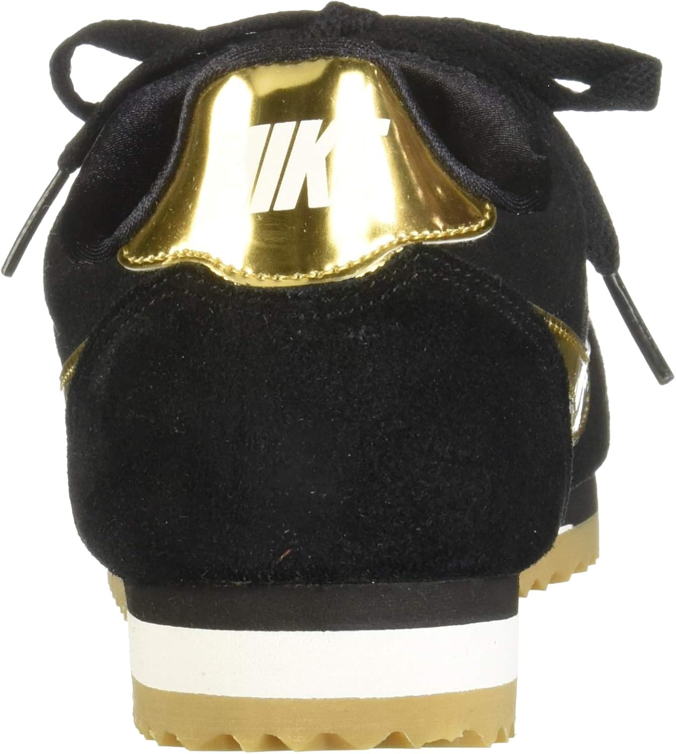 nike taupe with gold swoosh suede cortez trainers