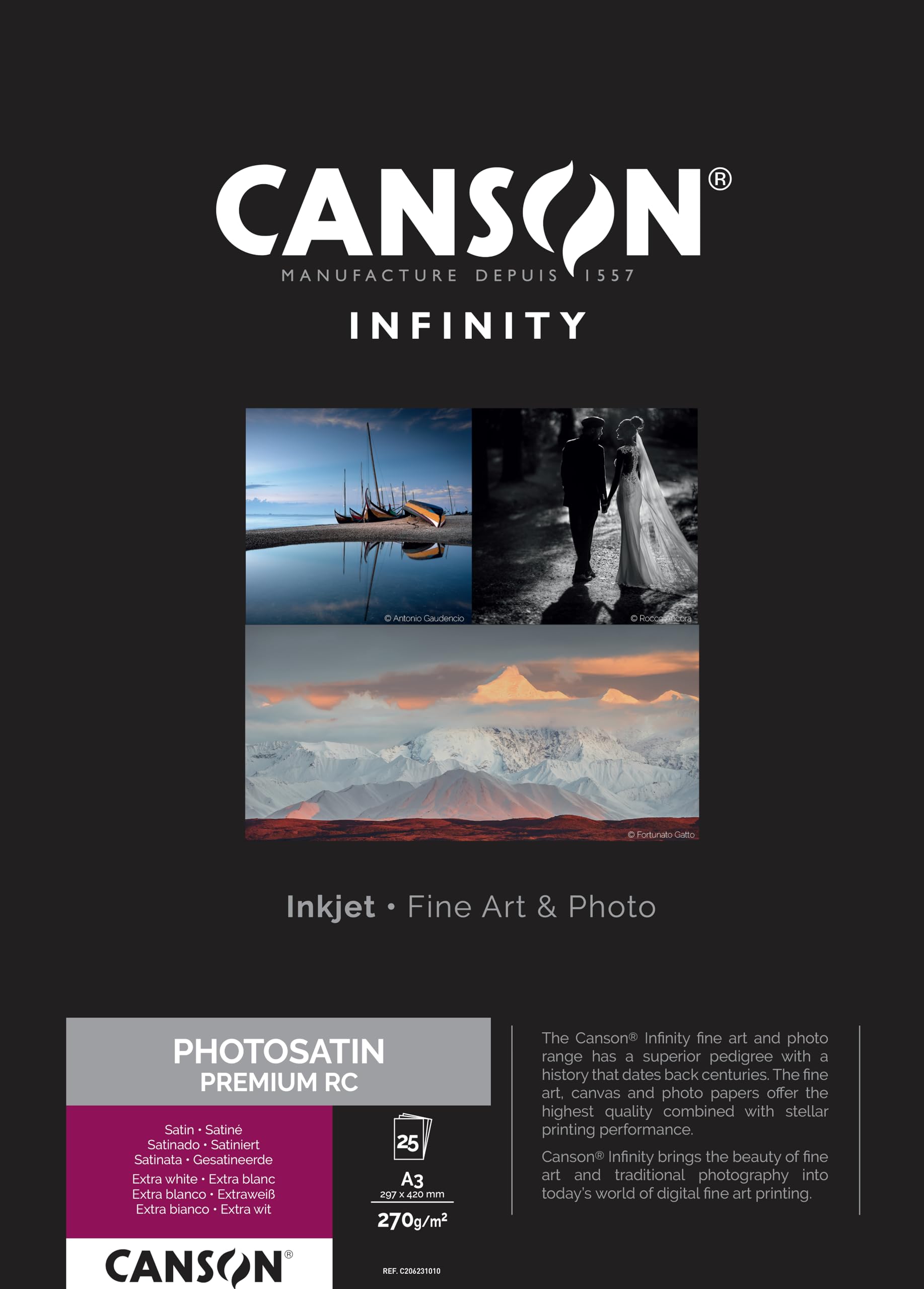 CANSON Infinity Photo Satin Premium RC 270gsm A3 Photo Paper, 25 Extra White Sheets, Ideal for Professional Photographers โ image 1