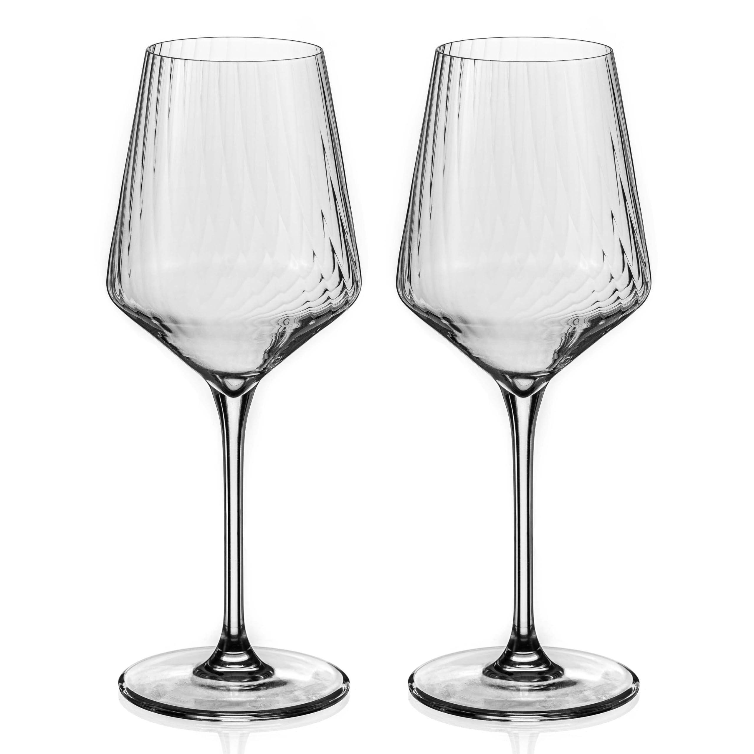 DIAMANTE Crystal Wine Glasses 'Mirage' - Set of 2 Universal Optic Wine Glasses in Giftbox