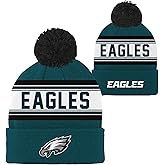NFL Kids Youth 8-20 Official Primary Logo Jacquard Sport Knit Cold Weather Cuffed Pom Beanie Hat