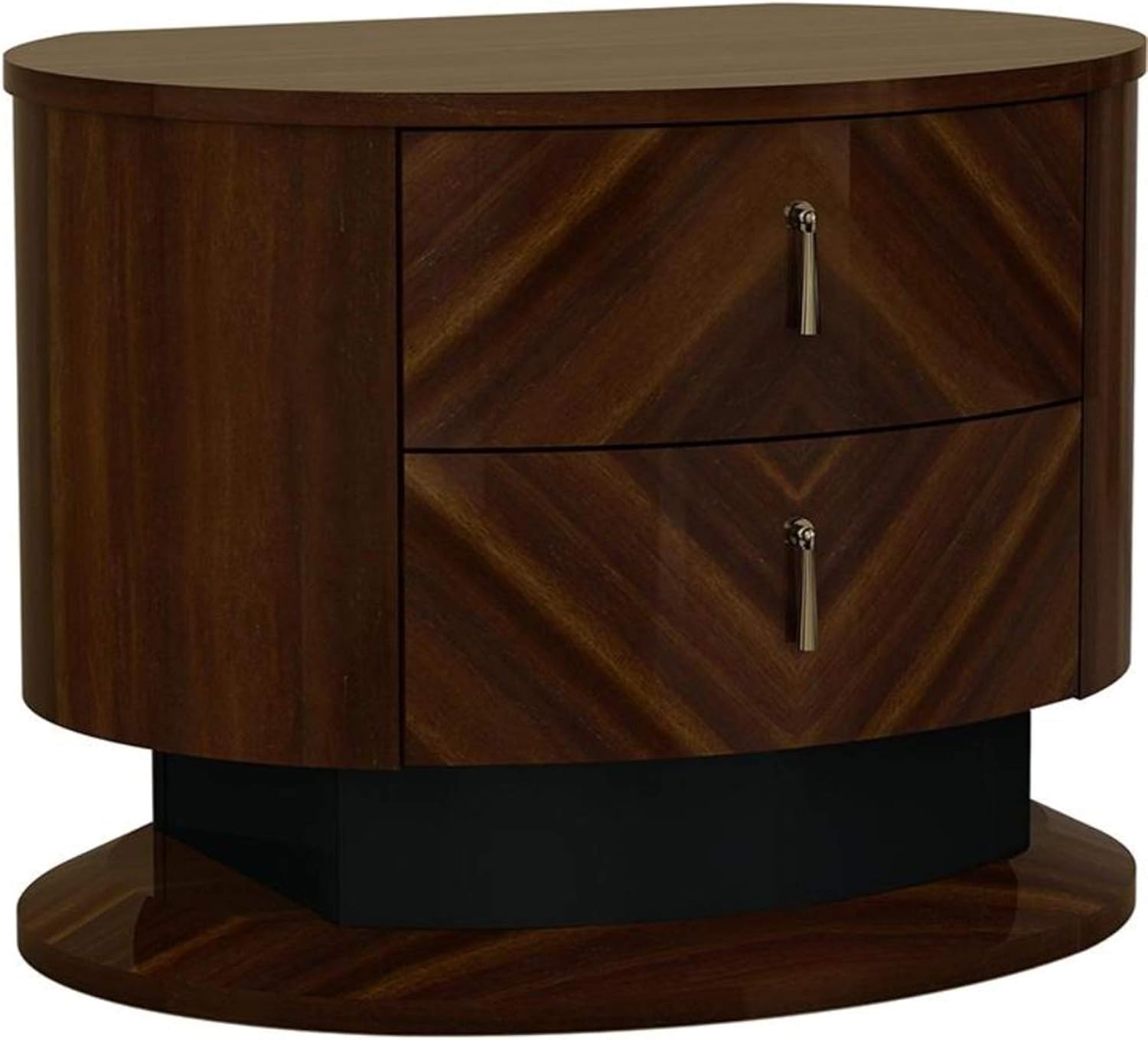 Homeroots Two Drawers Wooden Nightstand With Teardrop Metal Handles Silver Wood Brown And Black Amazon Co Uk Kitchen Home